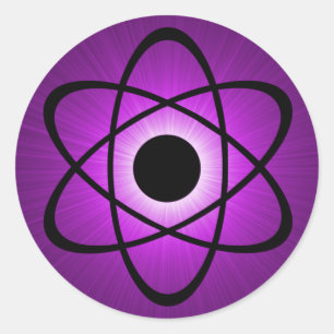 Nerdy Atomic Stickers, Lila Runt Klistermärke