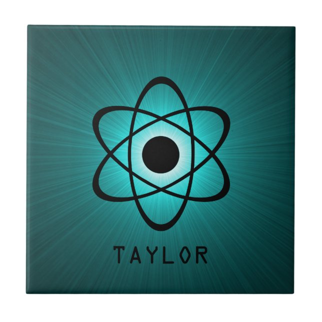 Nerdy Atomic Tile, Teal Kakelplatta (Framsidan)