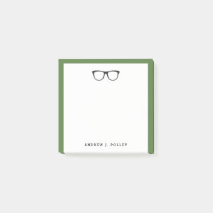 Nerdy Black Glasses Customized Square Post-It Block