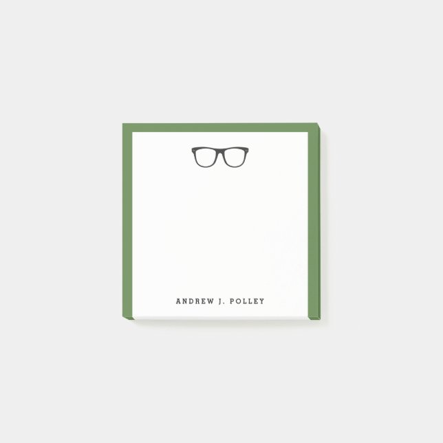 Nerdy Black Glasses Customized Square Post-It Block (Framsida)