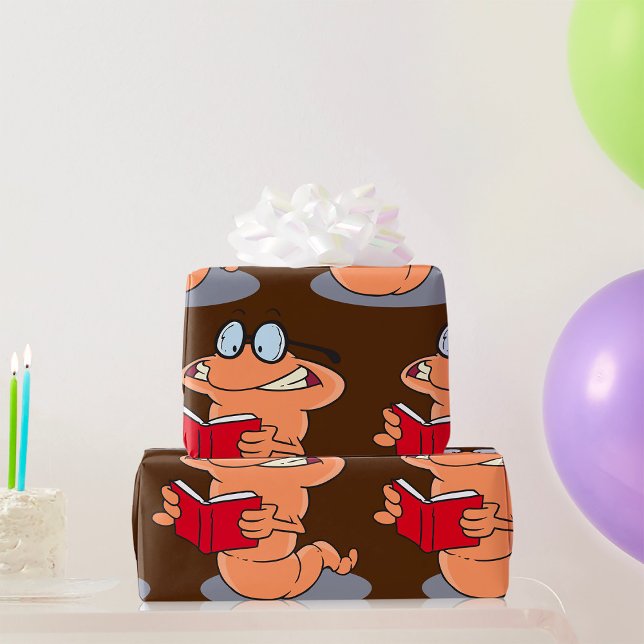 Nerdy Bookworm Reading A Bok Presentpapper (Skapare uppladdad)