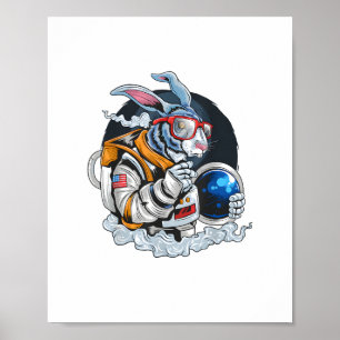 Nerdy Bunny Astronaut in Space, Utforskaren Spacem Poster