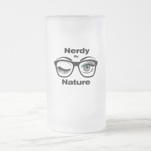 Nerdy by Nature Funny Geek Design with Glasses Frostat Ölglas (Center)