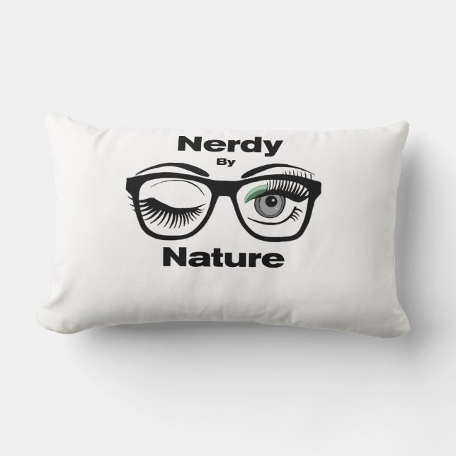 Nerdy by Nature Funny Geek Design with Glasses Lumbarkudde (Framsida)