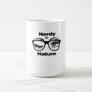 Nerdy by Nature Funny Geek Design with Glasses Magisk Mugg