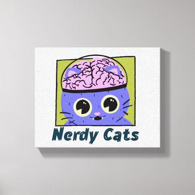 Nerdy Cats, hjärndesign Canvastryck (Framsida)