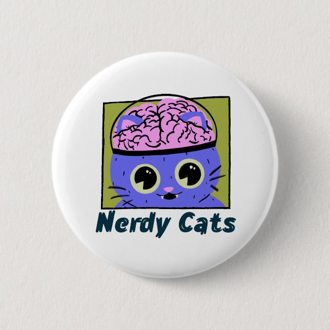 Nerdy Cats, hjärndesign Knapp (Framsida)
