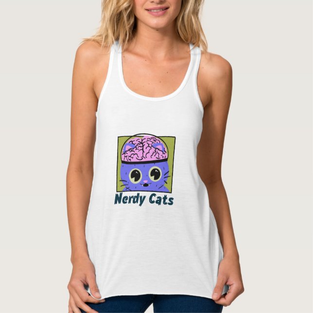 Nerdy Cats, hjärndesign Linne Med Racerback (Framsida)