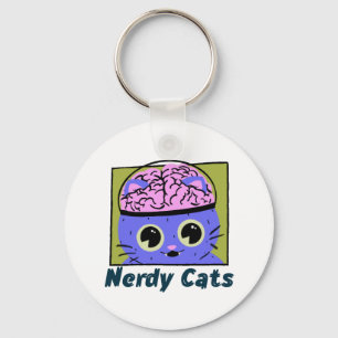Nerdy Cats, hjärndesign Nyckelring