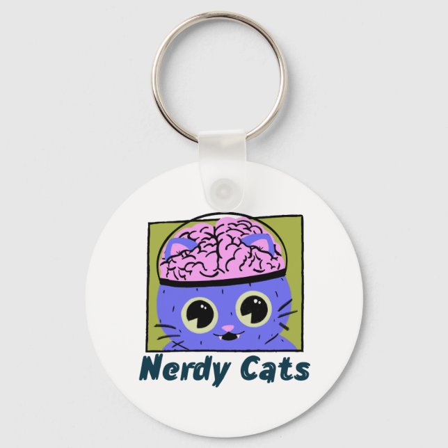 Nerdy Cats, hjärndesign Nyckelring (Framsida)