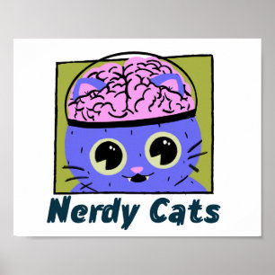Nerdy Cats, hjärndesign Poster