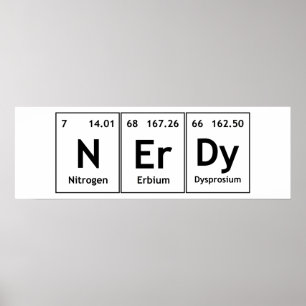 NErDy Chemistry Periodic Bord Ord Inslag Nerd Poster