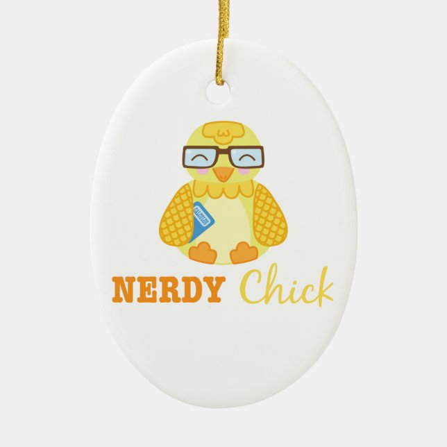 Nerdy Chick Julgransprydnad Keramik (Framsidan)