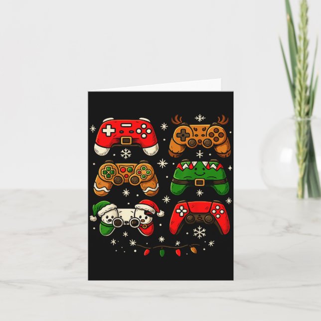 Nerdy Christmas Shirt For Boys Men, Xmas Gaming Co Kort (Framsida)