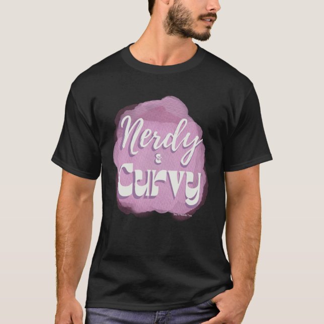 Nerdy Curvy Retro Vibe Ladies Girls Women's T Shirt (Framsida)