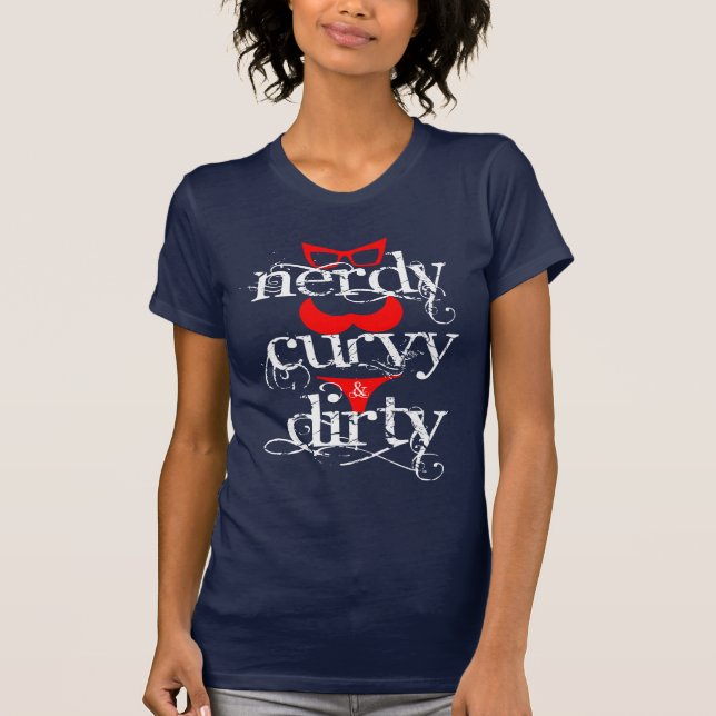 NERDY, CURVY & SMUTSA NER T-tröja T Shirt (Framsida)