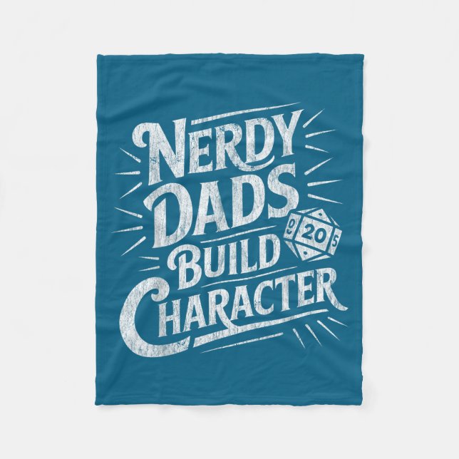 Nerdy Dads Build Character Father Humor  Fleecefilt (Framsidan)