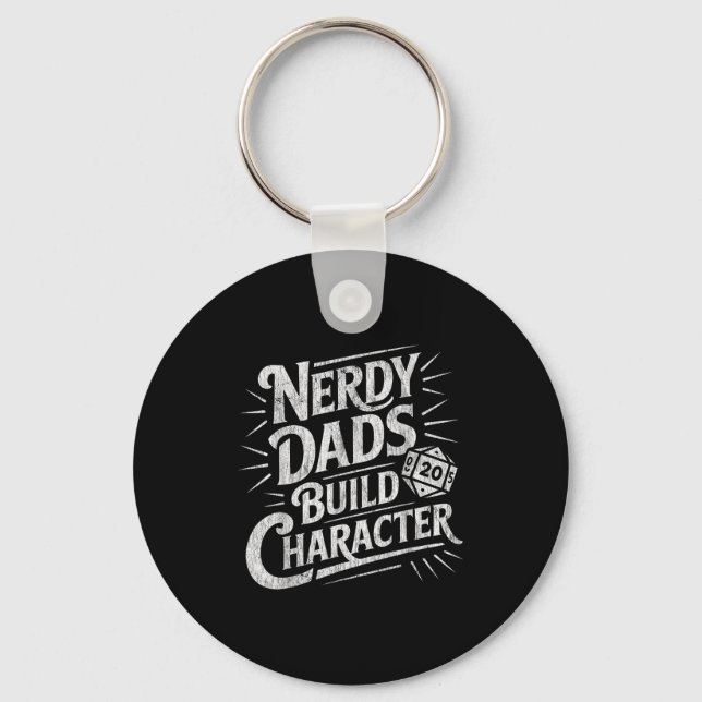 Nerdy Dads Build Character Father Humor  Nyckelring (Framsida)