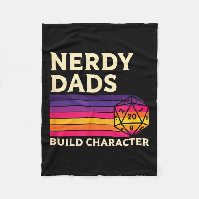 Nerdy Dads Build Character, Retro Tabletop Rpg Fat Fleecefilt (Framsidan)