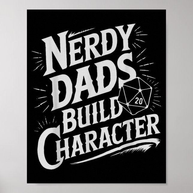 Nerdy Dads Build Character Rpg Dice Father Humor  Poster (Framsidan)