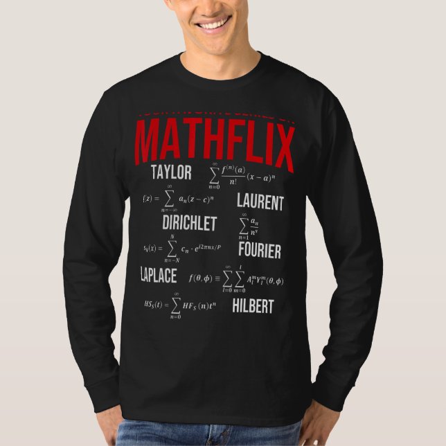 Nerdy din favoritserie på Mathflix Math Teache T Shirt (Framsida)