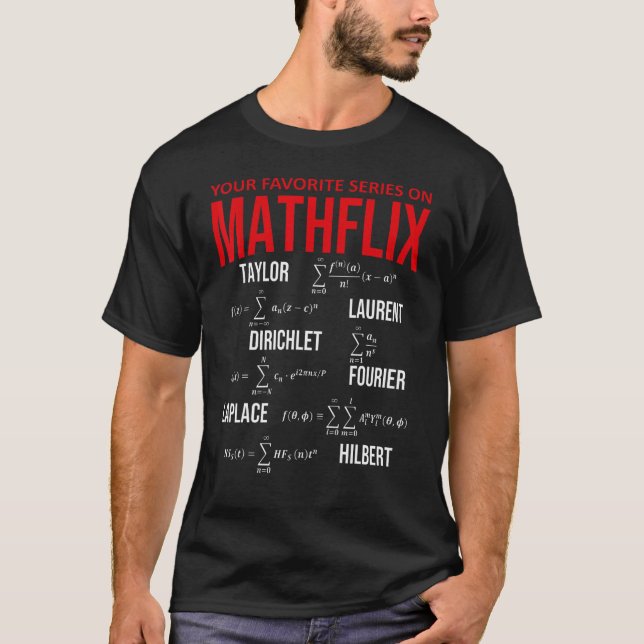Nerdy din favoritserie på Mathflix Math Teache T Shirt (Framsida)