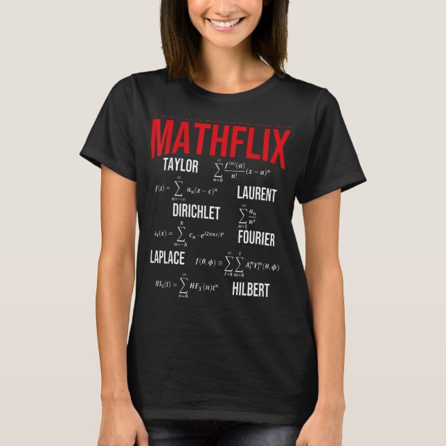 Nerdy din favoritserie på Mathflix Math Teache T Shirt (Framsida)
