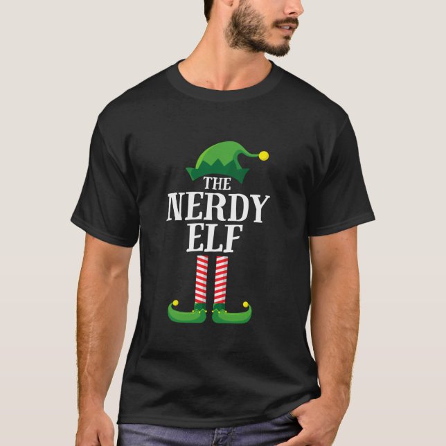 Nerdy Elf Matching Family Group jul Party T Shirt (Framsida)