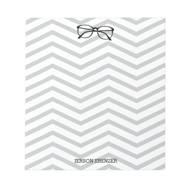 Nerdy Eyeglass Reading Chevron Masculine Anteckningsblock (Framsida)