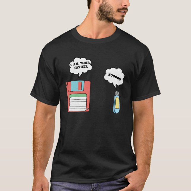 Nerdy Father Floppy Disk Flash Drive Computer Geek T Shirt (Framsida)