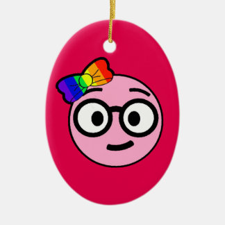 Nerdy flicka Emoji med exponeringsglas och Julgransprydnad Keramik