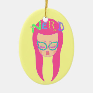 Nerdy flicka julgransprydnad keramik