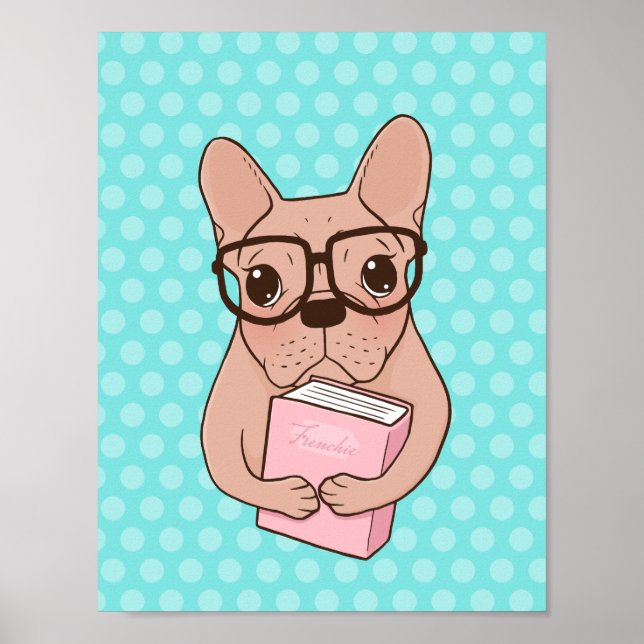 Nerdy Fransk Bulldog Poster (Framsidan)