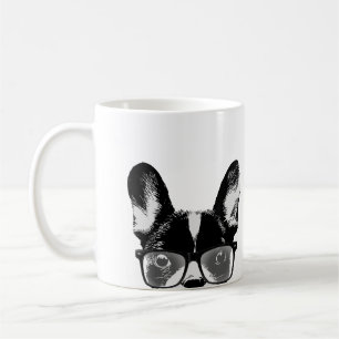 Nerdy fransk bulldoggHipsterhund Kaffemugg