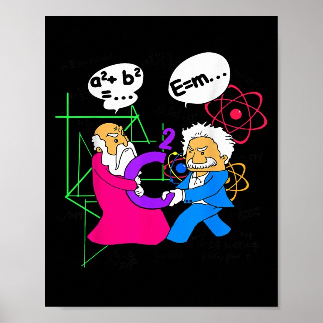 Nerdy Funny Pythagoras Fighting over C Squared Mat Poster (Framsidan)