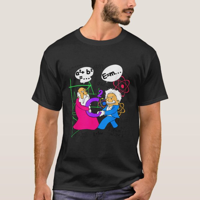 Nerdy Funny Pythagoras Fighting over C Squared Mat T Shirt (Framsida)