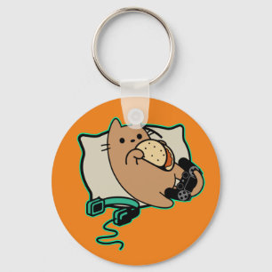 Nerdy Gamer Cat Taco Loading Game Pause Nyckelring