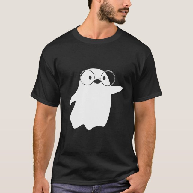 Nerdy Ghost Kawaii Fashion T Shirt (Framsida)