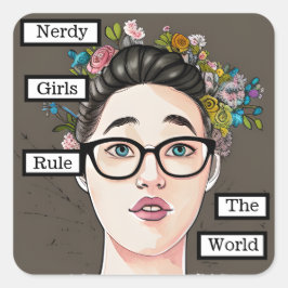 Nerdy Girls-regeln världen över Fyrkantigt Klistermärke