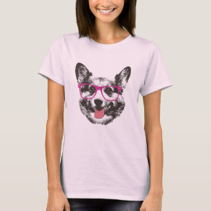 Nerdy hundHipster för Corgi Tee Shirt