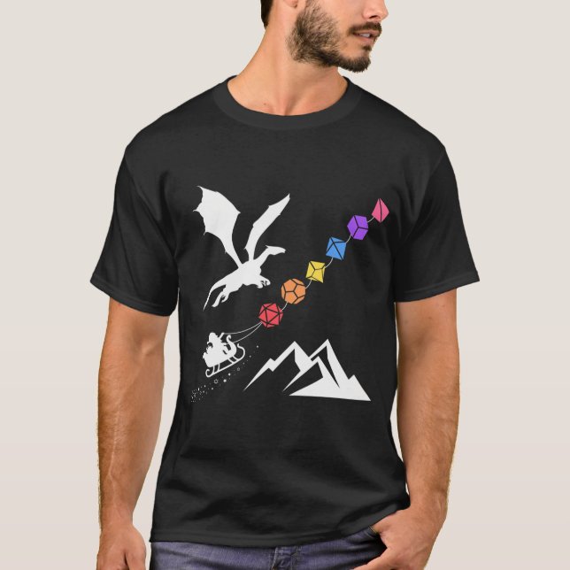 Nerdy jul Rainbow Polyhedral Dice Set T Shirt (Framsida)