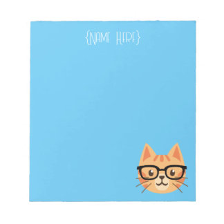 Nerdy Orange Cat-Anteckningsblock - anpassat namn Anteckningsblock