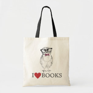 Nerdy Owlet bibliotek fågel Tygkasse