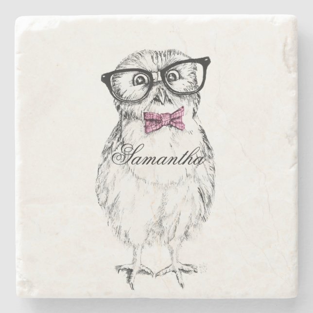 Nerdy Owlet Ink drawing Stenunderlägg (Framsidan)