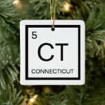 Nerdy Periodic Bord Inslag i Connecticut Julgransprydnad Keramik<br><div class="desc">Visa både navelsidan och kärlek för ditt hemland/land med den här periodiska symboldesignen för bord.</div>