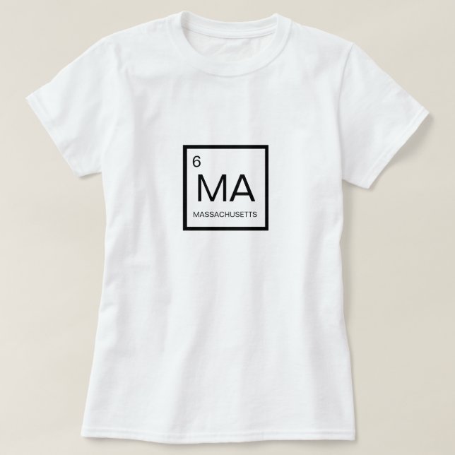 Nerdy Periodic Bord Inslag i Massachusetts T Shirt (Design framsida)