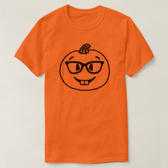 Nerdy Pumpkin Emoji Shirt Nerd Halloween Emoji T (Design framsida)