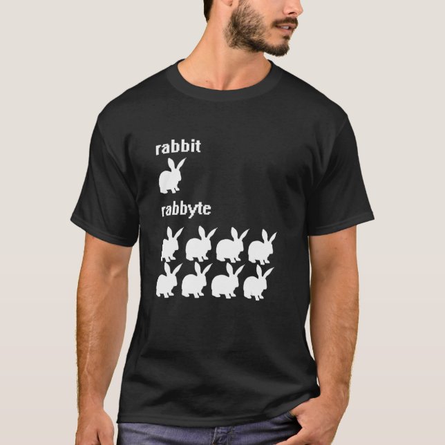 Nerdy Rabbit Bit Byte Computer Scientist T-Shirt (Framsida)