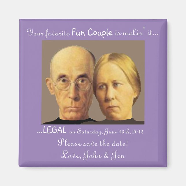 Nerdy Roligt par Spara-the-date Cute Funny Magnet (Framsidan)