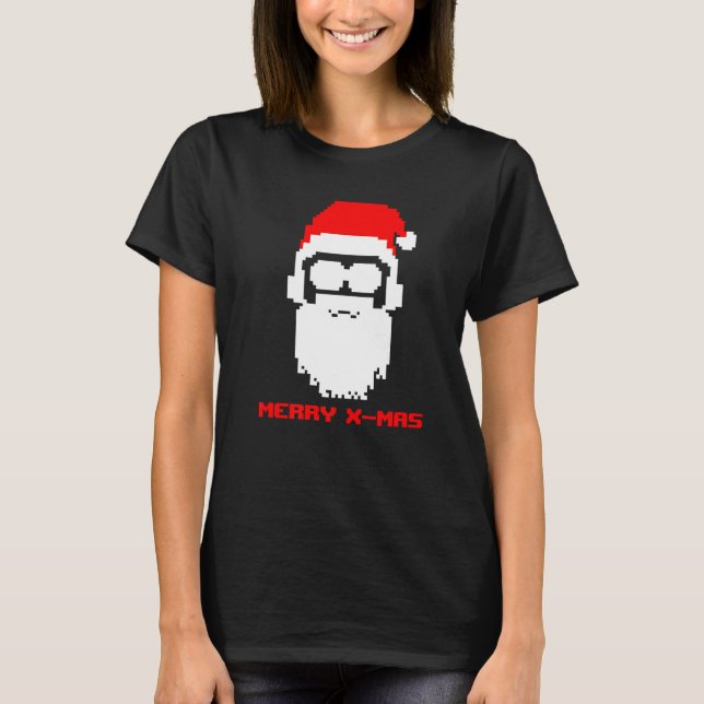 Nerdy Santa Claus Merry Christmas Xmas Party T Shirt (Framsida)